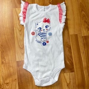 🍀12m EUC Baby Starters cute kitty glitter onesie